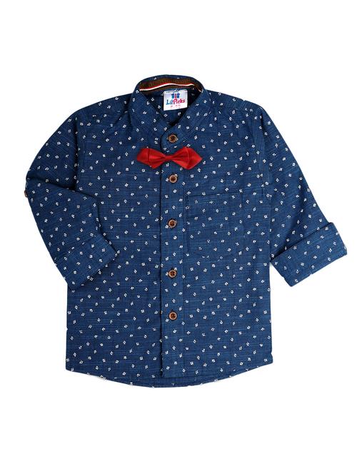 dark blue cotton blend shirt - 14506264 - Very Small Image - 1