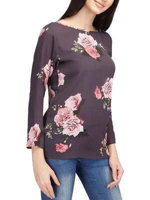 floral boat neck top - 14506278 - Standard Image - 2