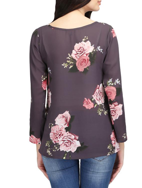 floral boat neck top - 14506278 - Zoom Image - 3