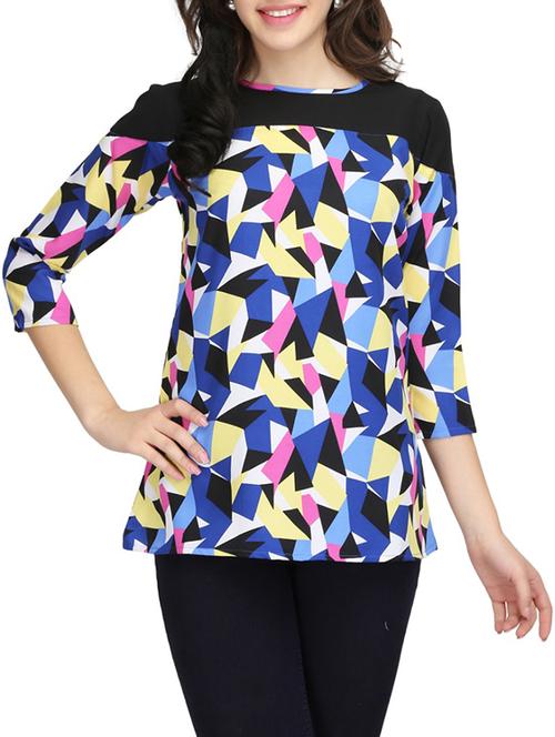 blue crepe printed top - 14506297 - Very Small Image - 1
