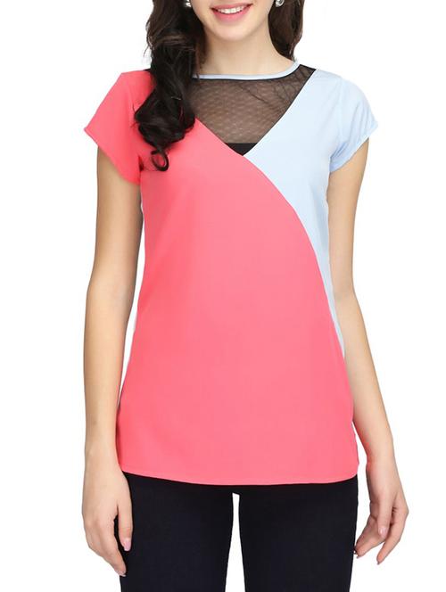 Mesh panel yoke color block top - 14506312 - Standard Image - 1