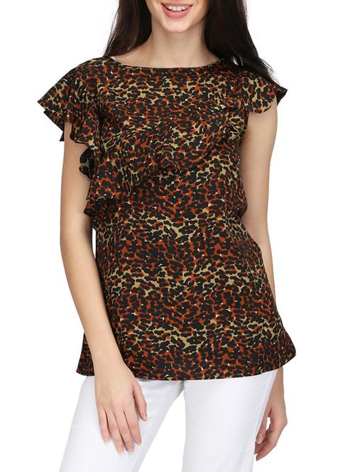 Animal print ruffled top - 14506319 - Standard Image - 1