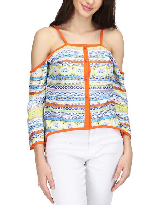 Cold shoulder button down top - 14506322 - Standard Image - 1