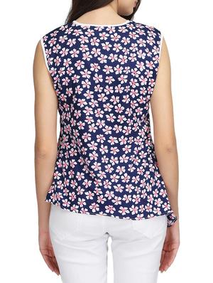 contrast piped floral asymmetric top - 14506332 - Standard Image - 3