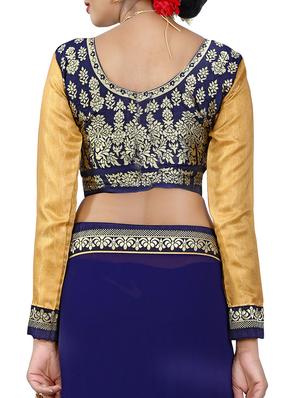 blue georgette bordered saree with blouse - 14506424 - Standard Image - 4