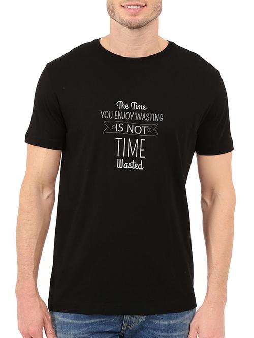 black cotton chest print tshirt - 14506443 - Standard Image - 1