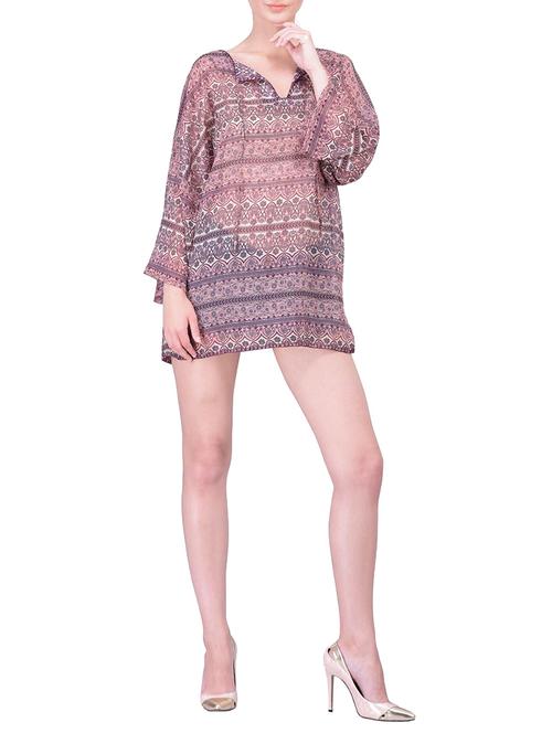 pink poly georgette tunic - 14506462 - Very Small Image - 1