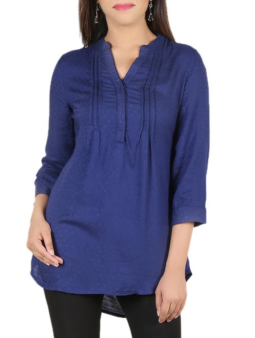 blue solid tunic - 14506496 - Standard Image - 1
