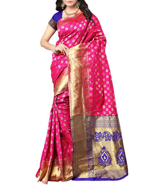 pink banarasi saree with blouse - 14506536 - Very Small Image - 1