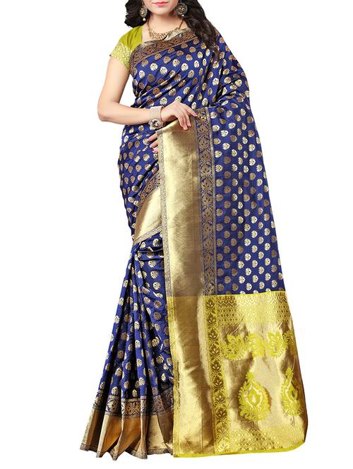 blue banarasi saree - 14506538 - Very Small Image - 1
