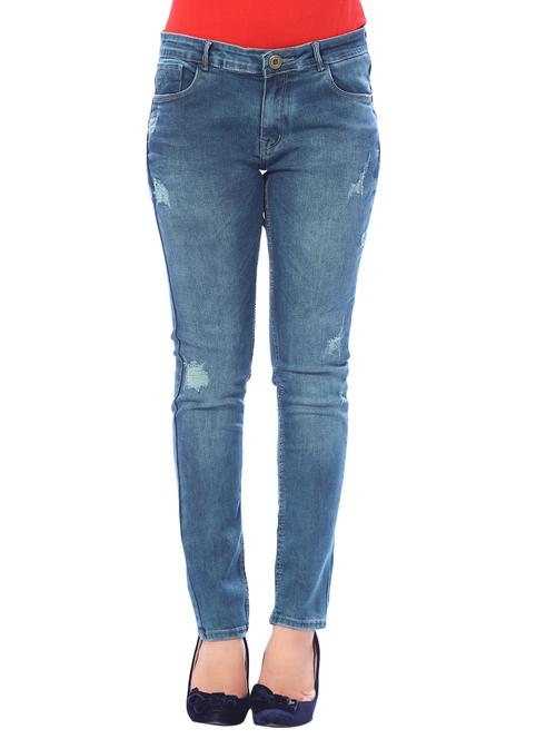 blue denim distressed jeans - 14506741 - Standard Image - 1