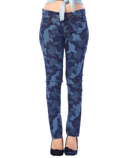 blue printed denim jeans - 14506750 - Standard Image - 1