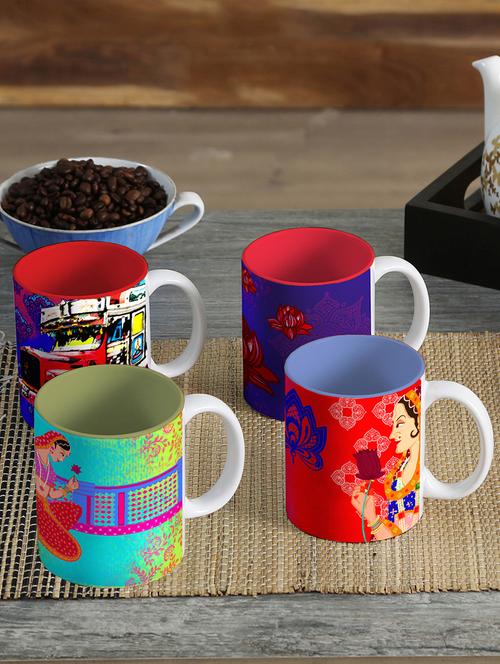 Desi Beat 4 pcs Porcelain Mug Set - 14506920 - Very Small Image - 1
