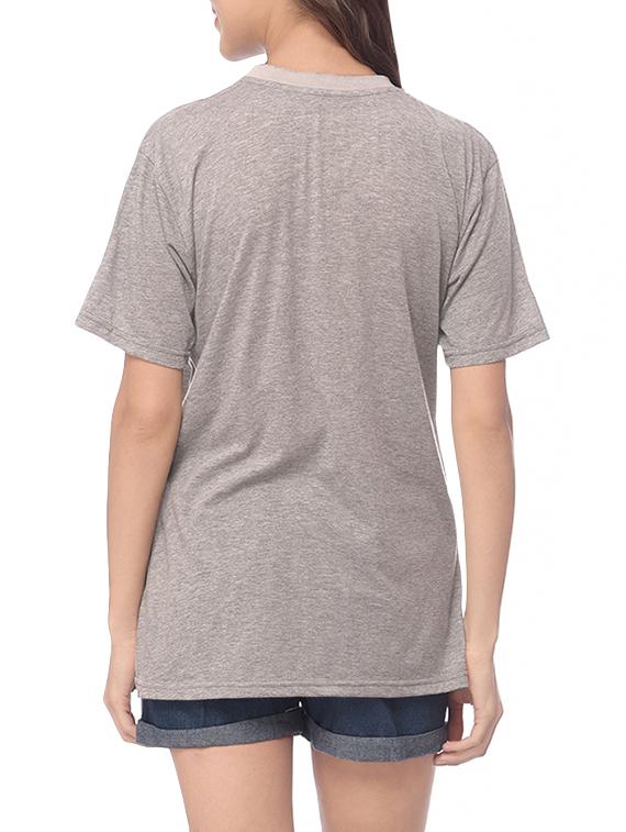 grey cotton casual tee - 14507840 - Zoom Image - 3