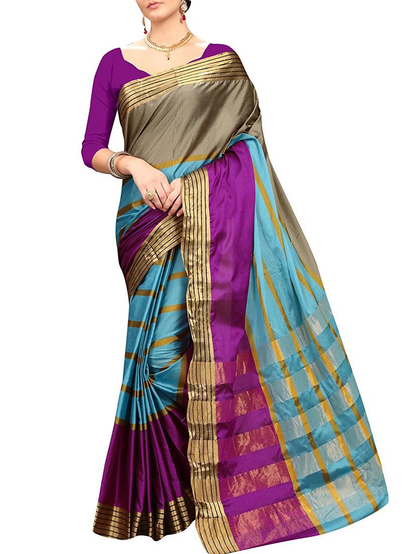 multicoloured woven saree - 14507844 - Zoom Image - 1