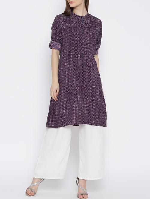 blue rayon aline kurta - 14509751 - Very Small Image - 1