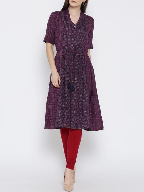 blue none flared kurta - 14509754 - Very Small Image - 1