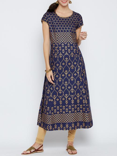 blue rayon a-line kurta - 14509770 - Standard Image - 1