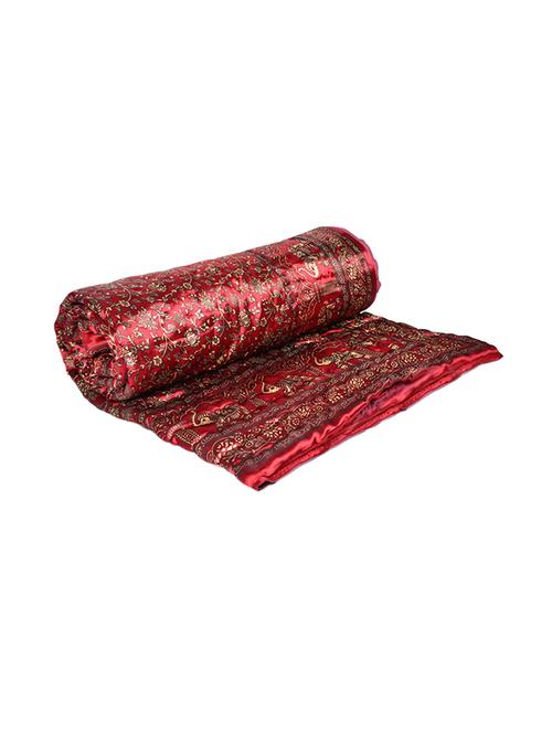 Red & Golden Floral Print Single Bed Quilt - 14509800 - Standard Image - 1