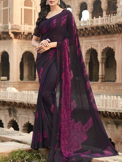 Black printed saree - 14509868 - Very Small Image - 1