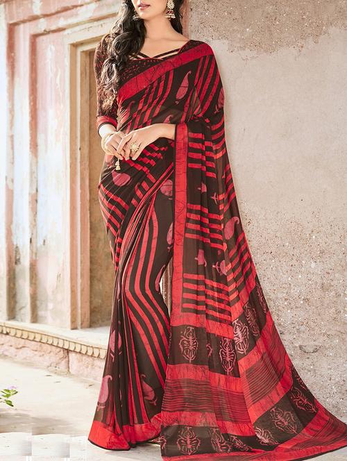 Multicolored printed saree - 14509874 - Very Small Image - 1