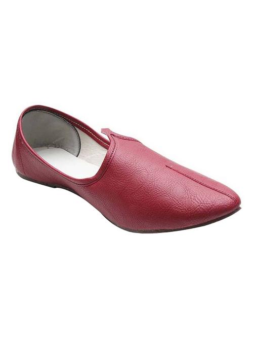 maroon leather slip on jutis - 14509940 - Standard Image - 1