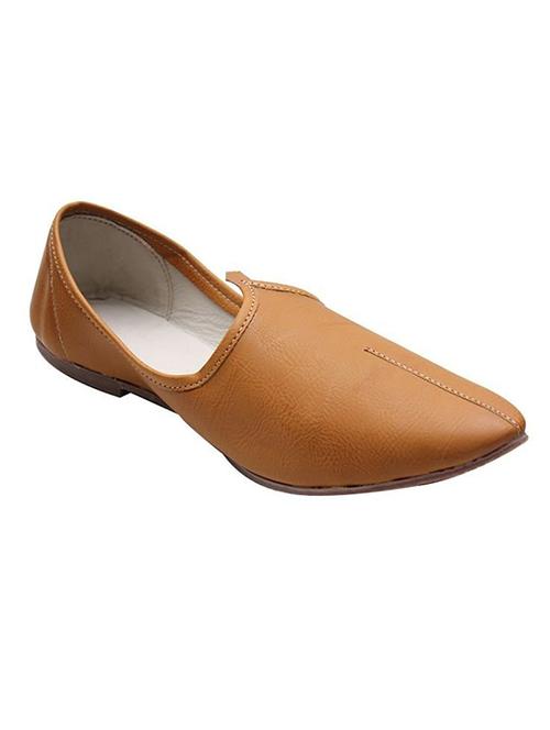 tan leather slip on jutis - 14509941 - Standard Image - 1