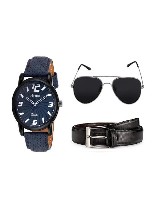 Arum Latest Blue Trendy Watch With black sunglass,belt - 14509952 - Very Small Image - 1