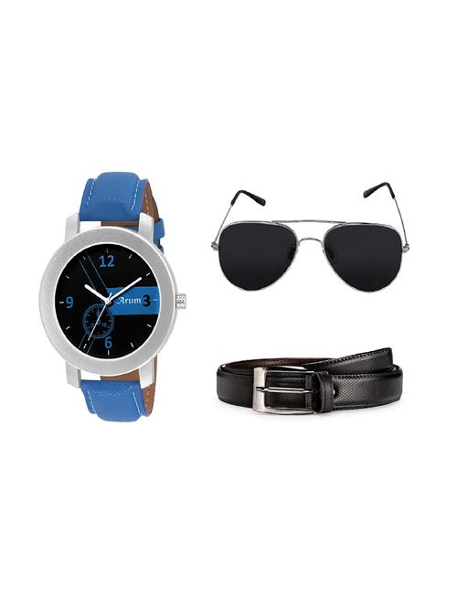 Arum Stylish Blue Smart Watch with black sunglass ,belt - 14509955 - Very Small Image - 1