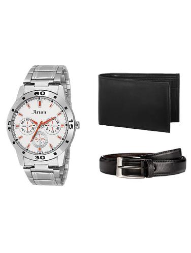 Arum Silver In White Watch with black wallet,belt - 14509966 - Very Small Image - 1