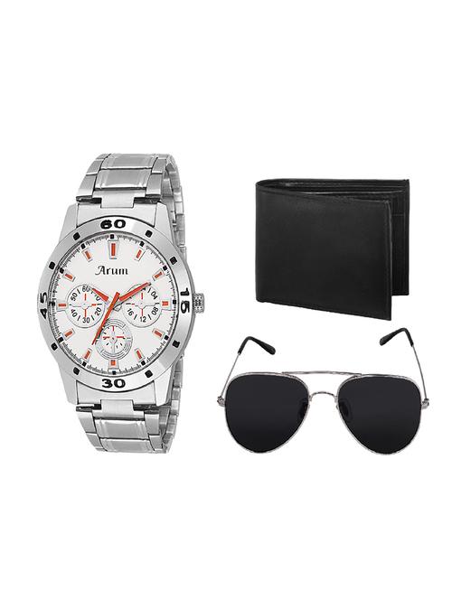 Arum Silver In White Watch with black wallet,sunglass - 14509986 - Very Small Image - 1