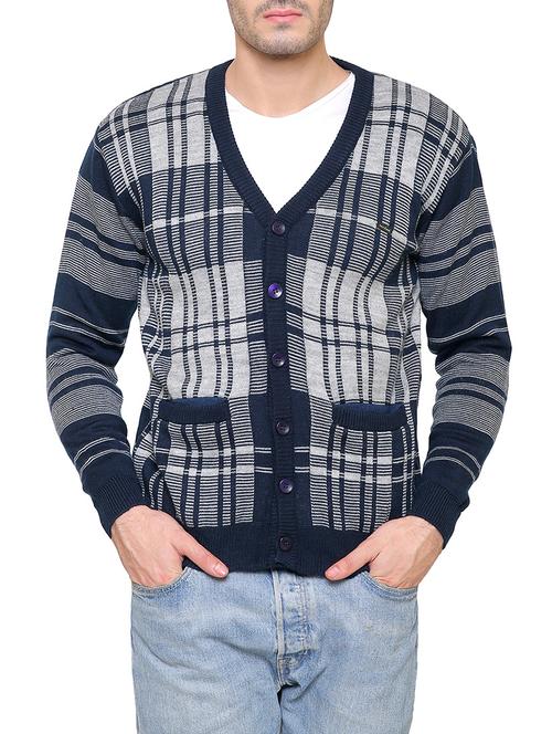 navy blue wool cardigan - 14510032 - Standard Image - 1