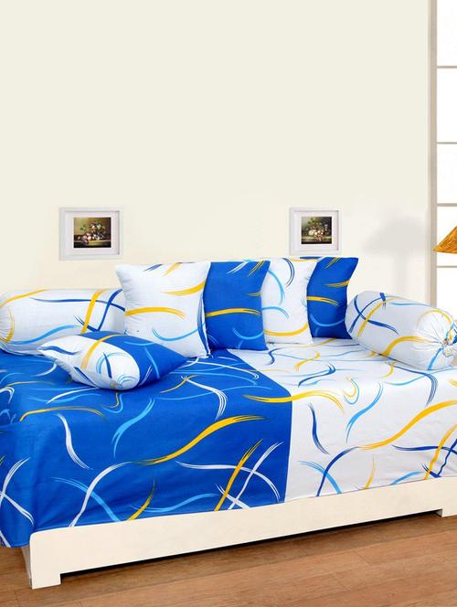 Cotton Diwan set with 5 cushions & 2 bolster cover - 14510256 - Very Small Image - 1