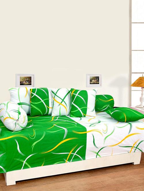 Cotton Diwan set with 5 cushions & 2 bolster cover - 14510257 - Very Small Image - 1