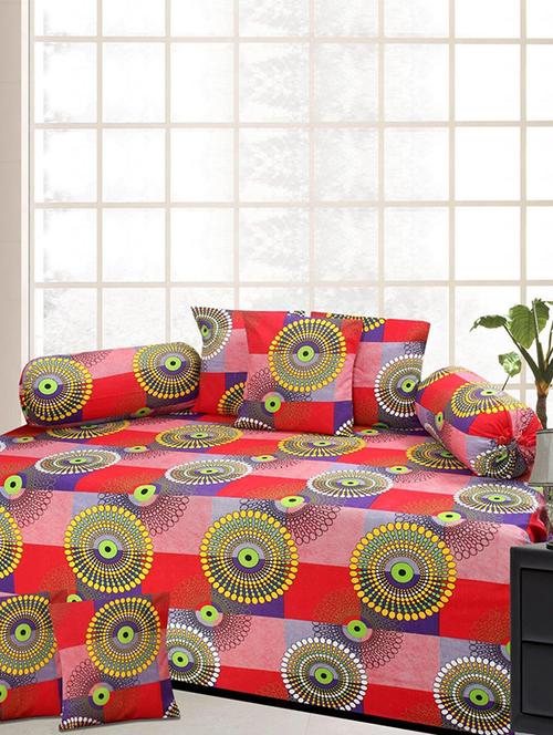 Cotton Diwan set with 5 cushions & 2 bolster cover - 14510270 - Very Small Image - 1