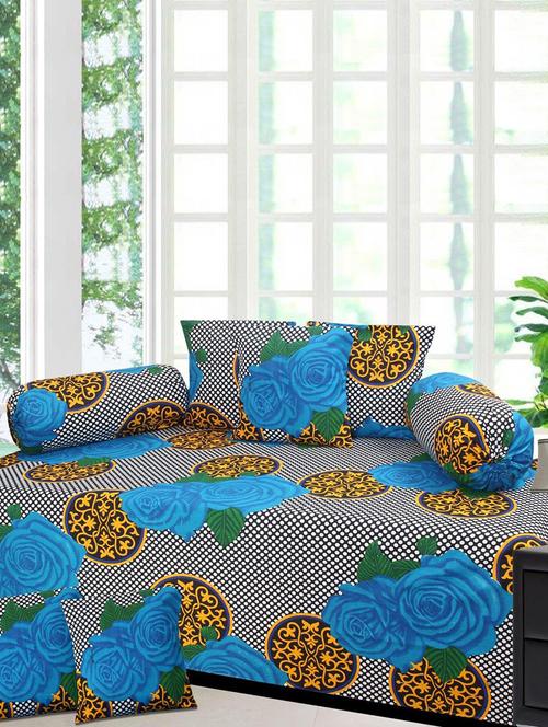 Cotton Diwan set with 5 cushions & 2 bolster cover - 14510278 - Very Small Image - 1