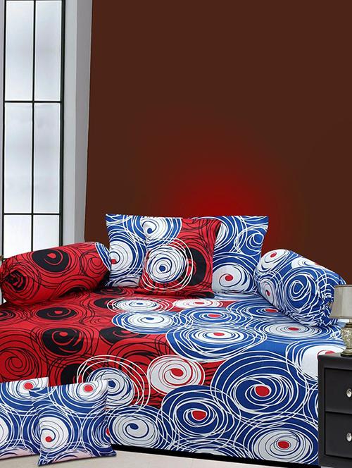Cotton Diwan set with 5 cushions & 2 bolster cover - 14510279 - Very Small Image - 1