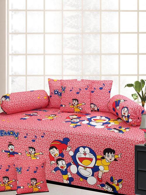 Cotton Diwan set with 5 cushions & 2 bolster cover - 14510290 - Very Small Image - 1