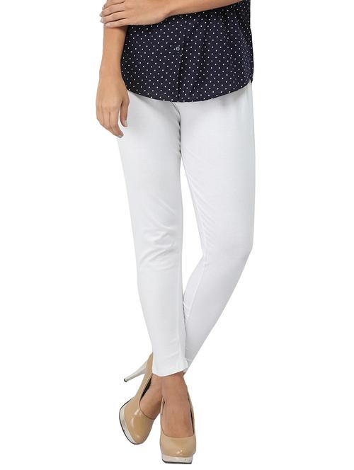 white cotton lycra leggings - 14510307 - Standard Image - 1