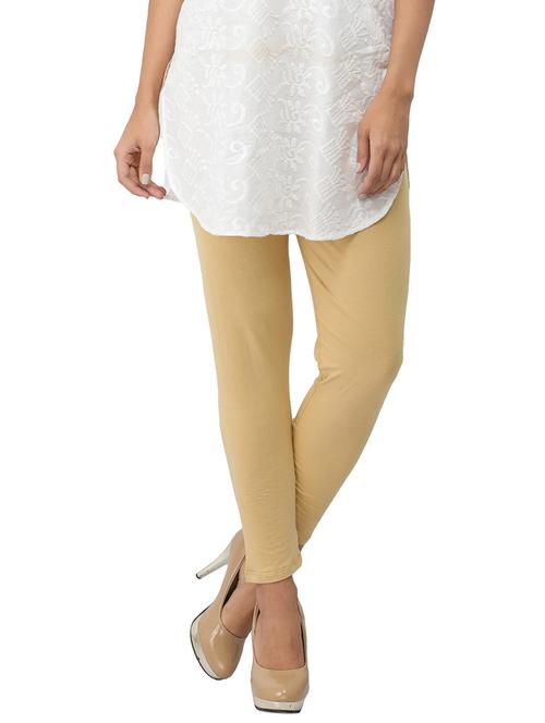 beige cotton lycra leggings - 14510308 - Standard Image - 1