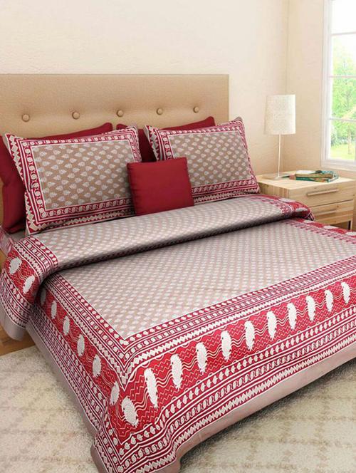 Cotton Jaipuri Printed Double Bed Sheets With 2 Pillow Covers - 14510327 - Very Small Image - 1