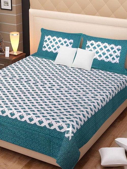 Cotton Jaipuri Printed Double Bed Sheets With 2 Pillow Covers - 14510341 - Very Small Image - 1