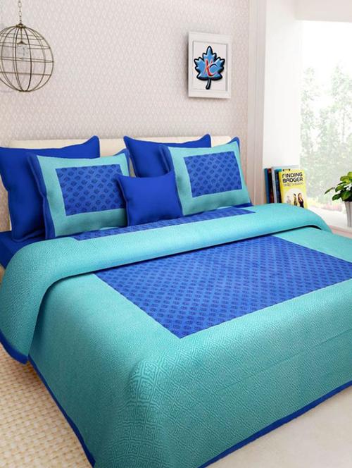 Jaipuri Print Cotton Double Bed Sheet With 2 Pillow Covers - 14510353 - Very Small Image - 1