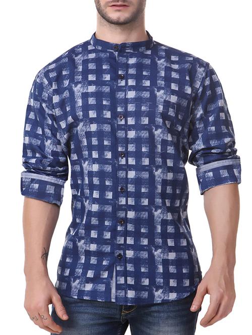 navy blue cotton casual shirt - 14510379 - Standard Image - 1