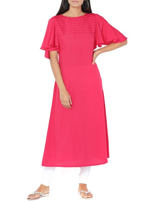 Bell sleeves a-line solid kurta - 14510682 - Standard Image - 1