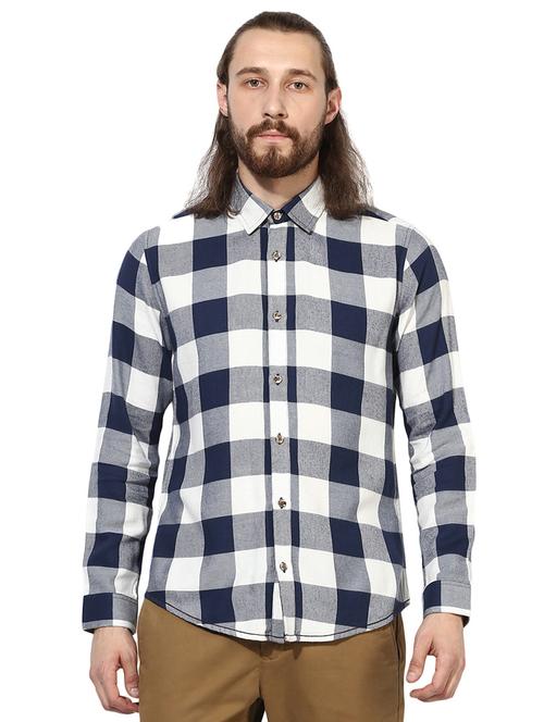 navy blue cotton casual shirt - 14510764 - Very Small Image - 1