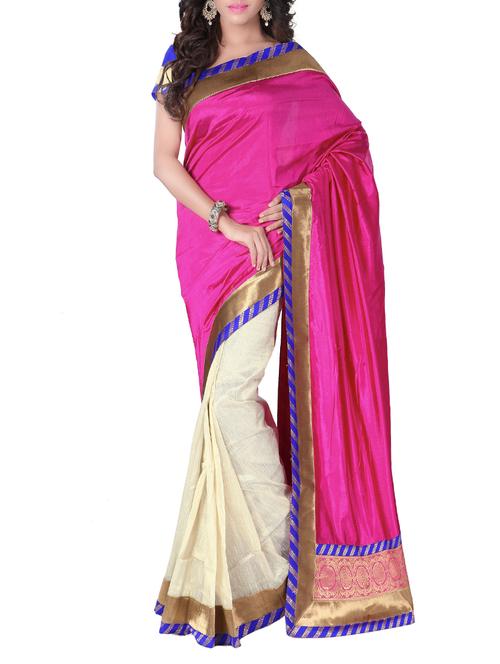 pink half and half saree with blouse - 14510809 - Very Small Image - 1