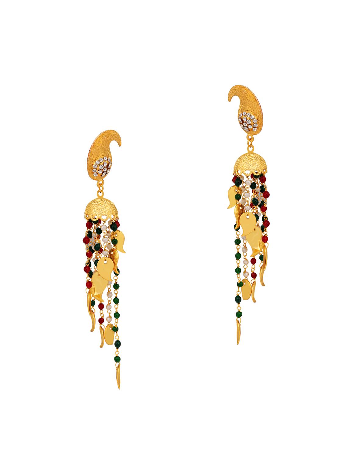 gold zinc jhumka earring - 14510879 - Zoom Image - 1
