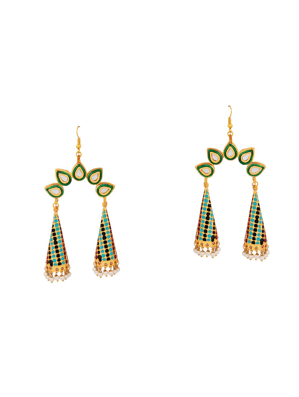 multi colored zinc jhumka earring - 14510880 - Zoom Image - 1