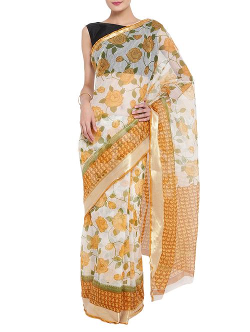 white kota doria saree with blouse - 14510977 - Very Small Image - 1